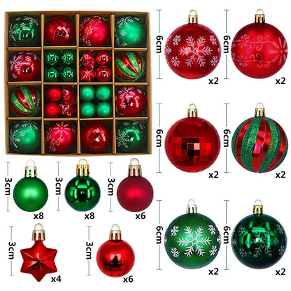 44Pcs Christmas Ball Ornaments Painted Irregular 3-6Cm Electroplated Plastic Ball Christmas Tree Decoration