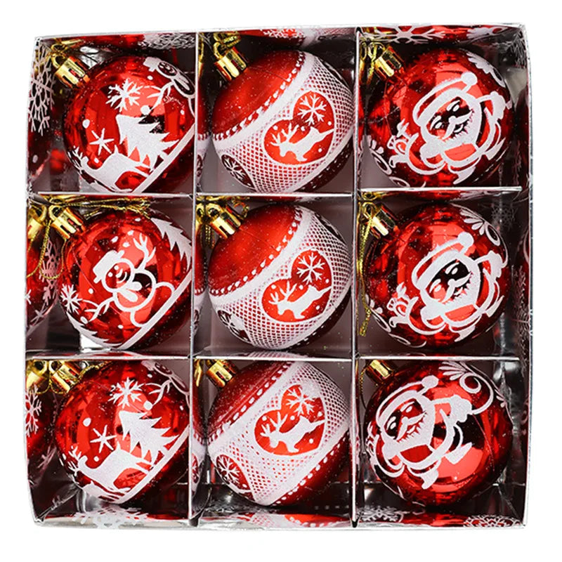 Painted Christmas Ornaments Balls 6Cm Christmas Tree Decoration Prop Christmas Gift Box Gift 9 Pcs Home Decor Christmas Decor