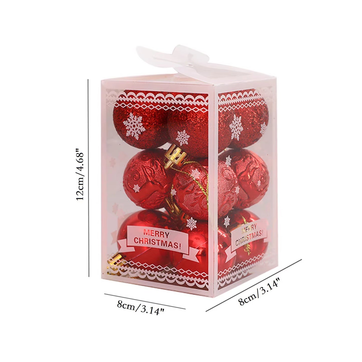 12Pcs Red Gold Christmas Balls Baubles Ornaments Xmas Tree Party Wedding Christmas Decoration Shatterproof Tree Pendant Navidad