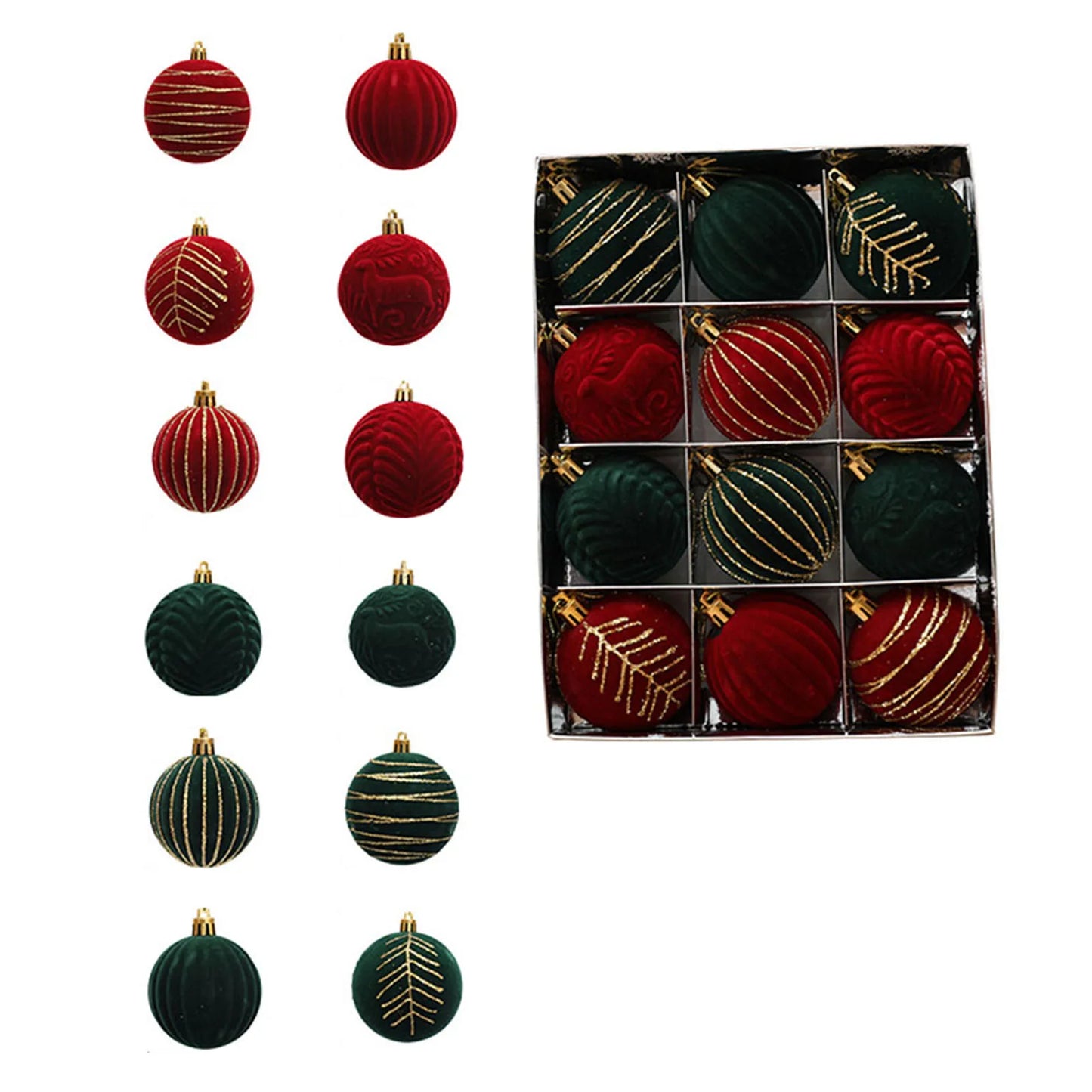 12PCS 6CM Christmas Ball Ornaments Tree Decorations for Holiday Wedding Party New Year Gifts Noel Navidad