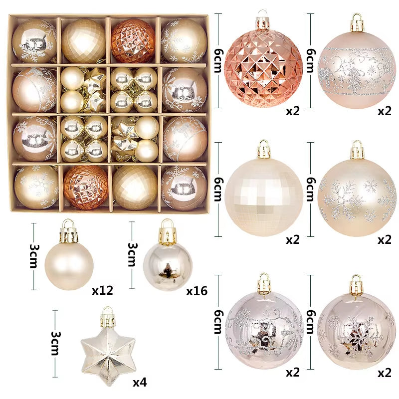 Christmas Ball Ornament Set Big Xmas Tree Hanging Pendant Snowflake Merry Christmas Decoration for Home 2025 New Year Party Gift