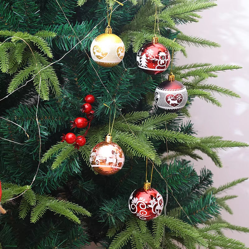 Painted Christmas Ornaments Balls 6Cm Christmas Tree Decoration Prop Christmas Gift Box Gift 9 Pcs Home Decor Christmas Decor