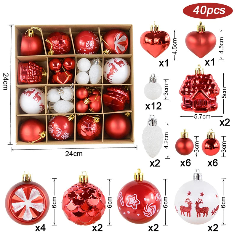 Christmas Ball Ornament Set Big Xmas Tree Hanging Pendant Snowflake Merry Christmas Decoration for Home 2025 New Year Party Gift