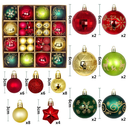 Christmas Ball Ornament Set Big Xmas Tree Hanging Pendant Snowflake Merry Christmas Decoration for Home 2025 New Year Party Gift