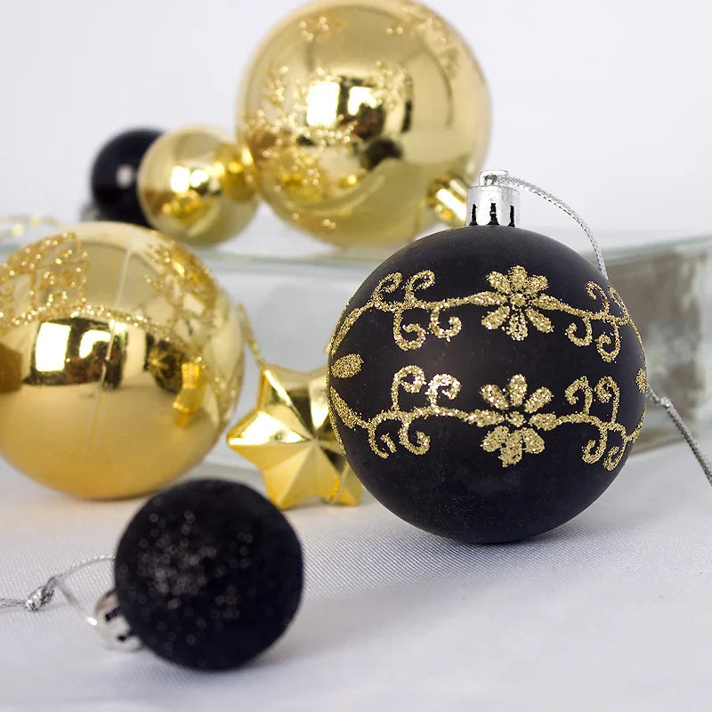 44Pcs Christmas Ball Ornaments Painted Irregular 3-6Cm Electroplated Plastic Ball Christmas Tree Decoration