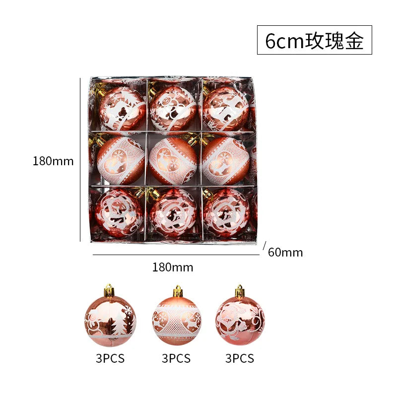 Painted Christmas Ornaments Balls 6Cm Christmas Tree Decoration Prop Christmas Gift Box Gift 9 Pcs Home Decor Christmas Decor