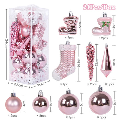 Christmas Ball Ornament Set Big Xmas Tree Hanging Pendant Snowflake Merry Christmas Decoration for Home 2025 New Year Party Gift