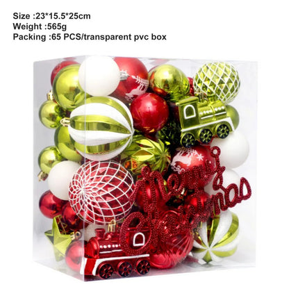 65Pcs Mixed Christmas Ball Ornament Xmas Tree Hanging Bauble Pendants Christmas Decorations for Home New Year Navidad Noel