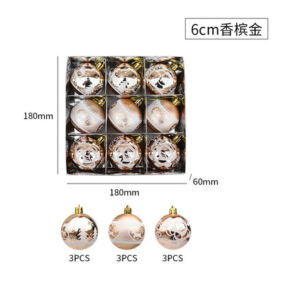 Painted Christmas Ornaments Balls 6Cm Christmas Tree Decoration Prop Christmas Gift Box Gift 9 Pcs Home Decor Christmas Decor