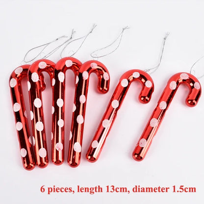 Red and White Christmas Ornaments Christmas Cane Series Christmas Ball Party Wedding Christmas Tree Ornaments 2023 New Year