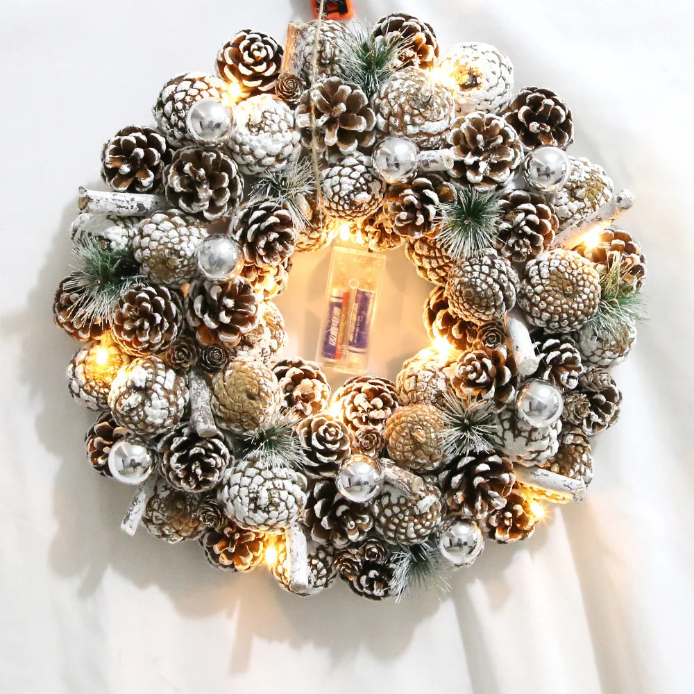 New Christmas Lights Garland Ornaments Cane Ring Door Hanging Hotel Window Door Hanging with Lights Christmas Scene Decoration