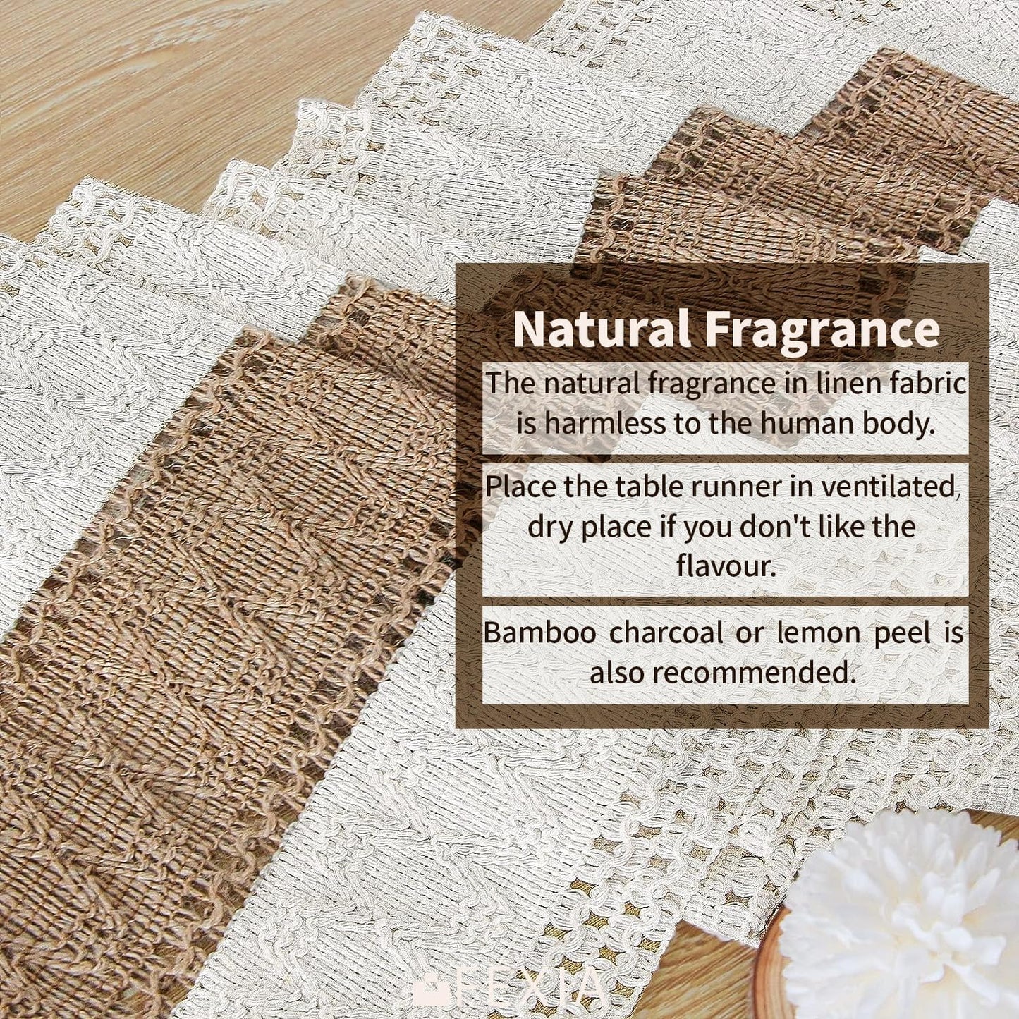 Boho Table Runner for Home Decor with Tassels 72 Inches Long Farmhouse Rustic Table Runner Cream & Brown Macrame Burlap Fall Table Decoration for Living Room Bridal Shower (12X72 Inches)