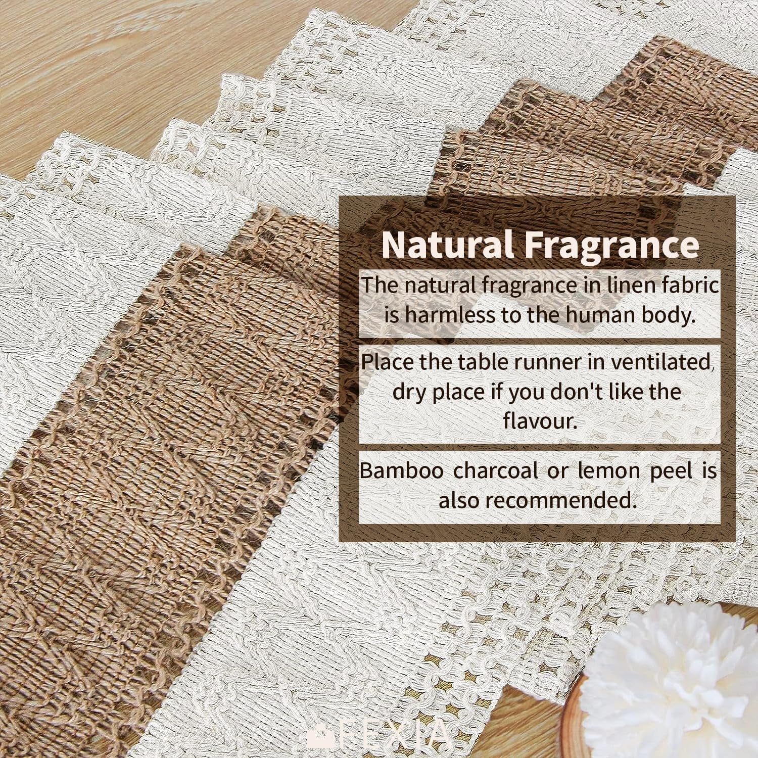 Boho Table Runner for Home Decor with Tassels 72 Inches Long Farmhouse Rustic Table Runner Cream & Brown Macrame Burlap Fall Table Decoration for Living Room Bridal Shower (12X72 Inches)