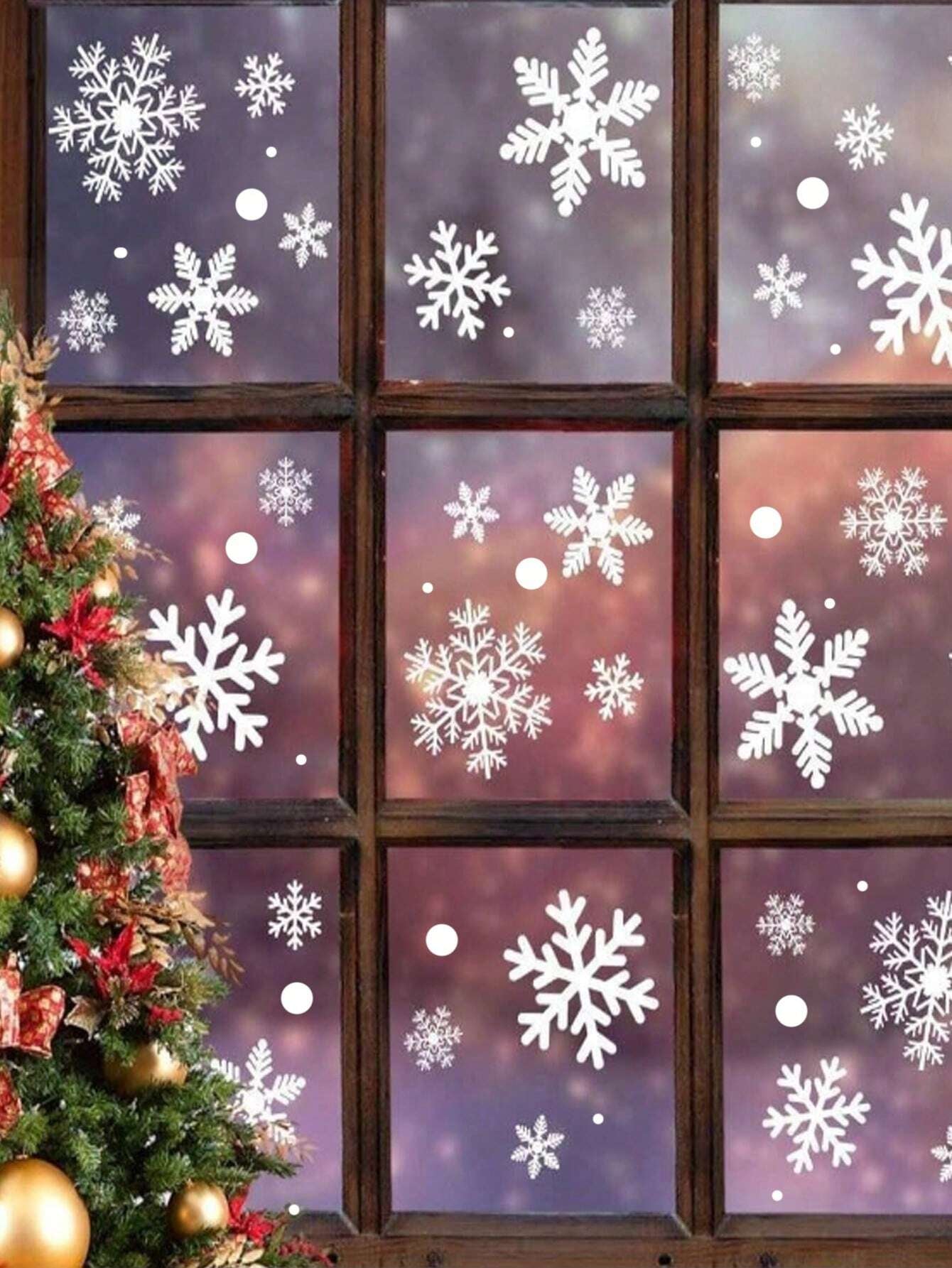 1Set Christmas Snowflake Window Stickers, Static Cling Stickers for Christmas Themed Party Decor