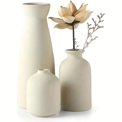 Set of 3 Ceramic Vase, Flower Vases for Rustic Home Decor, Modern Farmhouse Decor, Living Room Decor,Shelf Decor,Table Decor