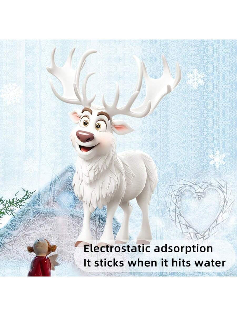 1 Set of 9Pcs Christmas Snowflake Static Clings, Santa Claus and Reindeer Patterns, for Mirror, Glass, Window Christmas Decorations