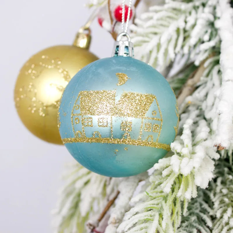 44Pcs Christmas Ball Ornaments Painted Irregular 3-6Cm Electroplated Plastic Ball Christmas Tree Decoration