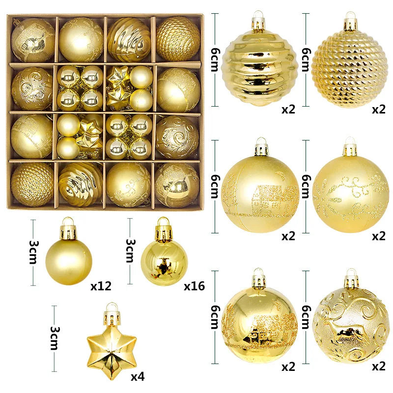 Christmas Ball Ornament Set Big Xmas Tree Hanging Pendant Snowflake Merry Christmas Decoration for Home 2025 New Year Party Gift