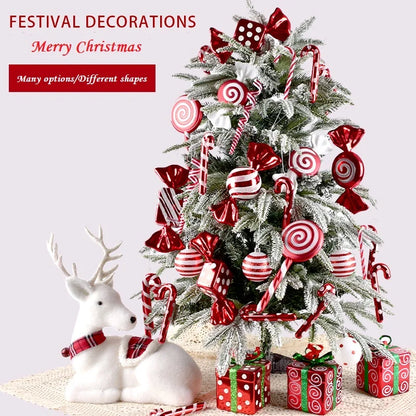 Red and White Christmas Ornaments Christmas Cane Series Christmas Ball Party Wedding Christmas Tree Ornaments 2023 New Year