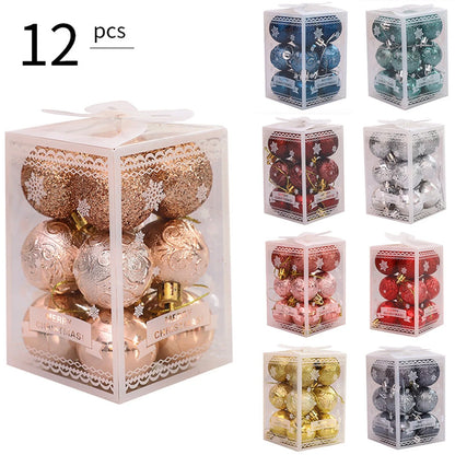 12Pcs Red Gold Christmas Balls Baubles Ornaments Xmas Tree Party Wedding Christmas Decoration Shatterproof Tree Pendant Navidad